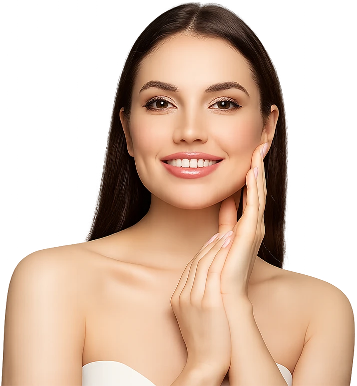 Beautiful woman smiling with healthy glowing skin
